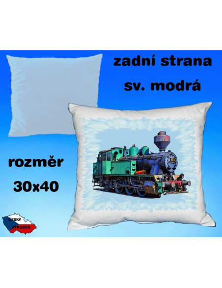 Polštářek s motivem železnice - parní lokomotiva 2