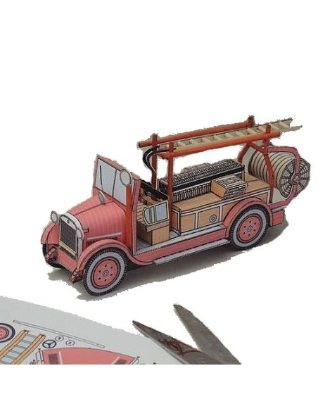 Papírová vystřihovánka hasičské auto